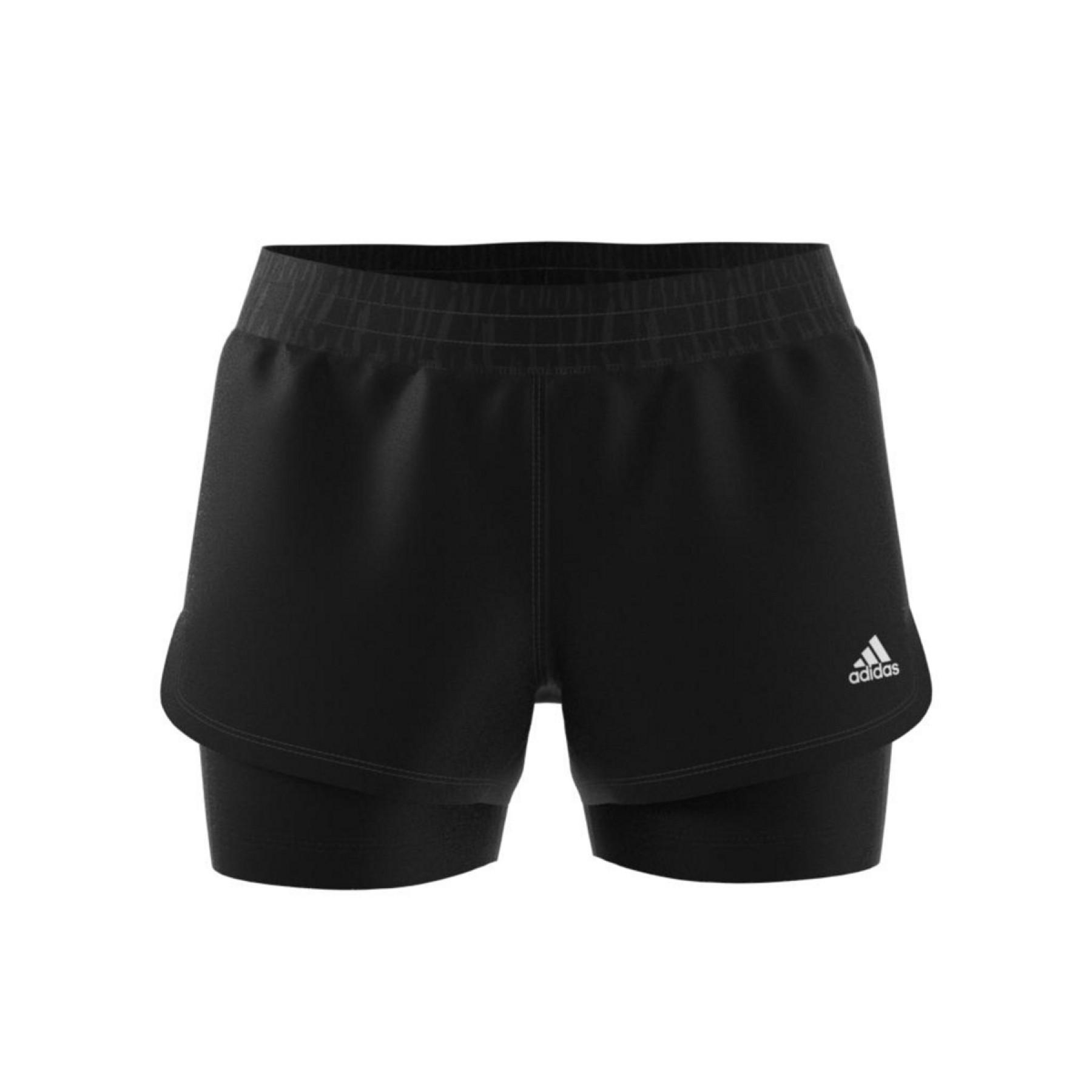 Pantaloncini da donna adidas Pacer 3 strisce Woven Two-in-One