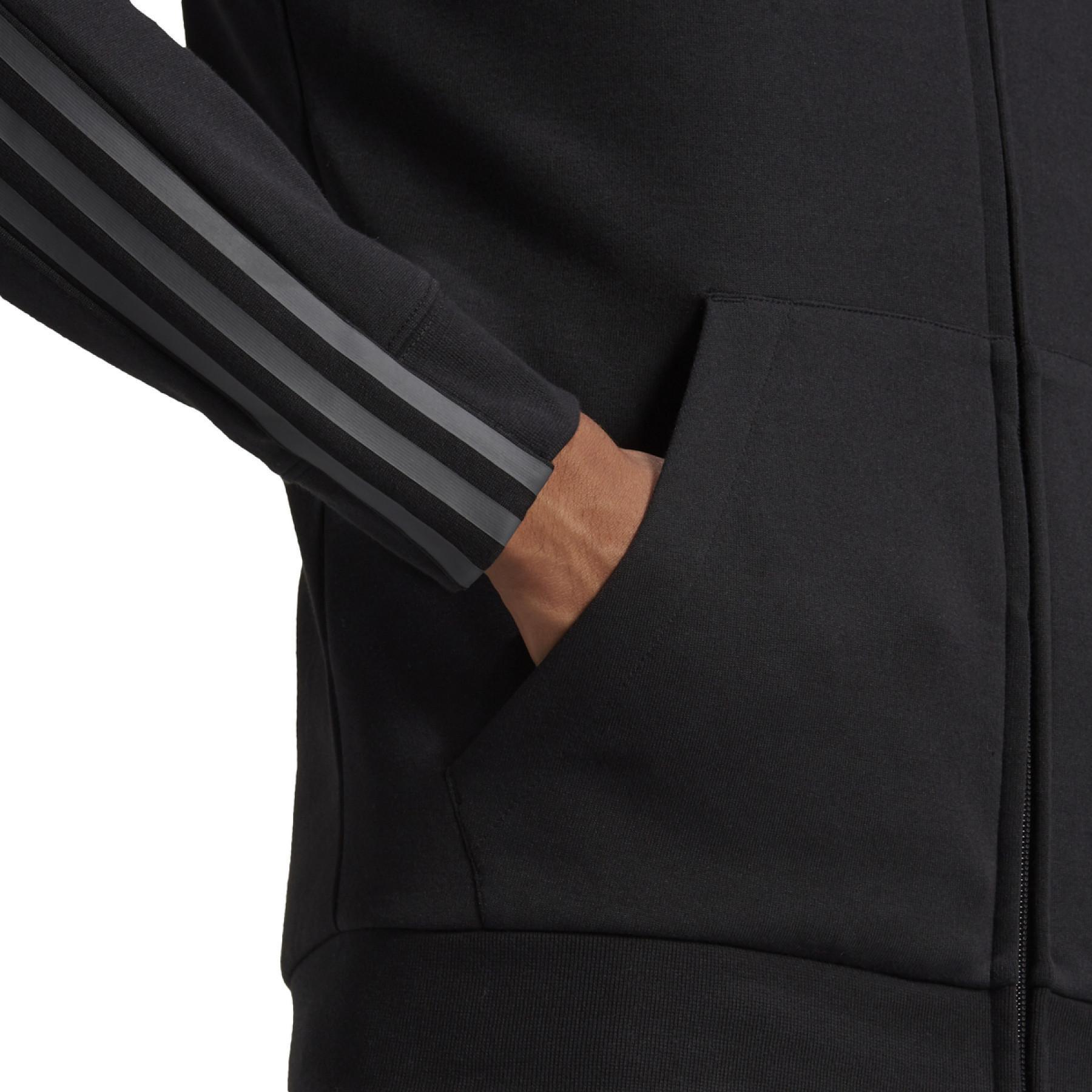 Giacca con cappuccio adidas Essentials Doubleknit Cut 3-Bandes Full-Zip
