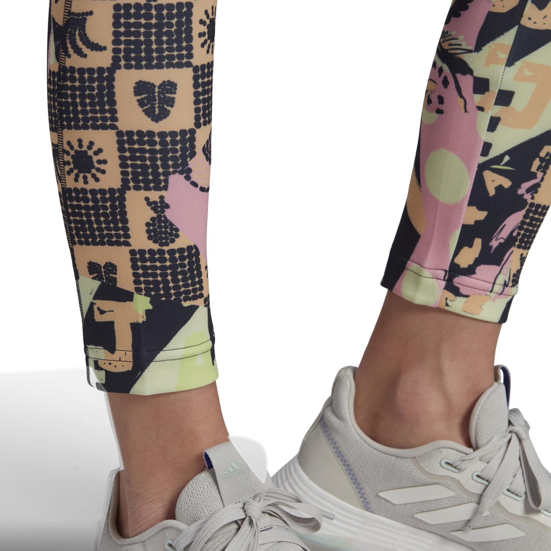 Leggings da donna adidas Farm Print Feel Brilliant Aeroready