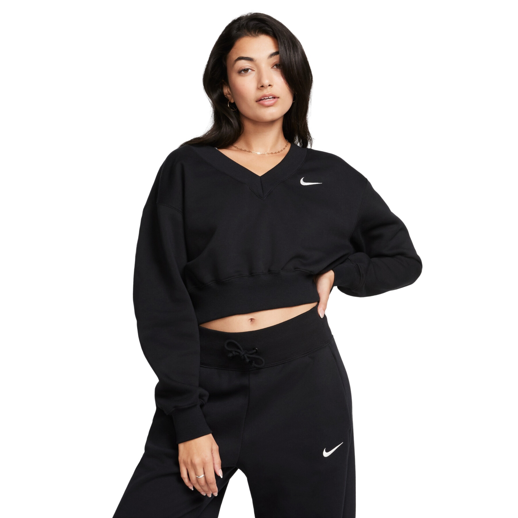Felpa donna oversize con scollo a V Nike Phoenix Fleece