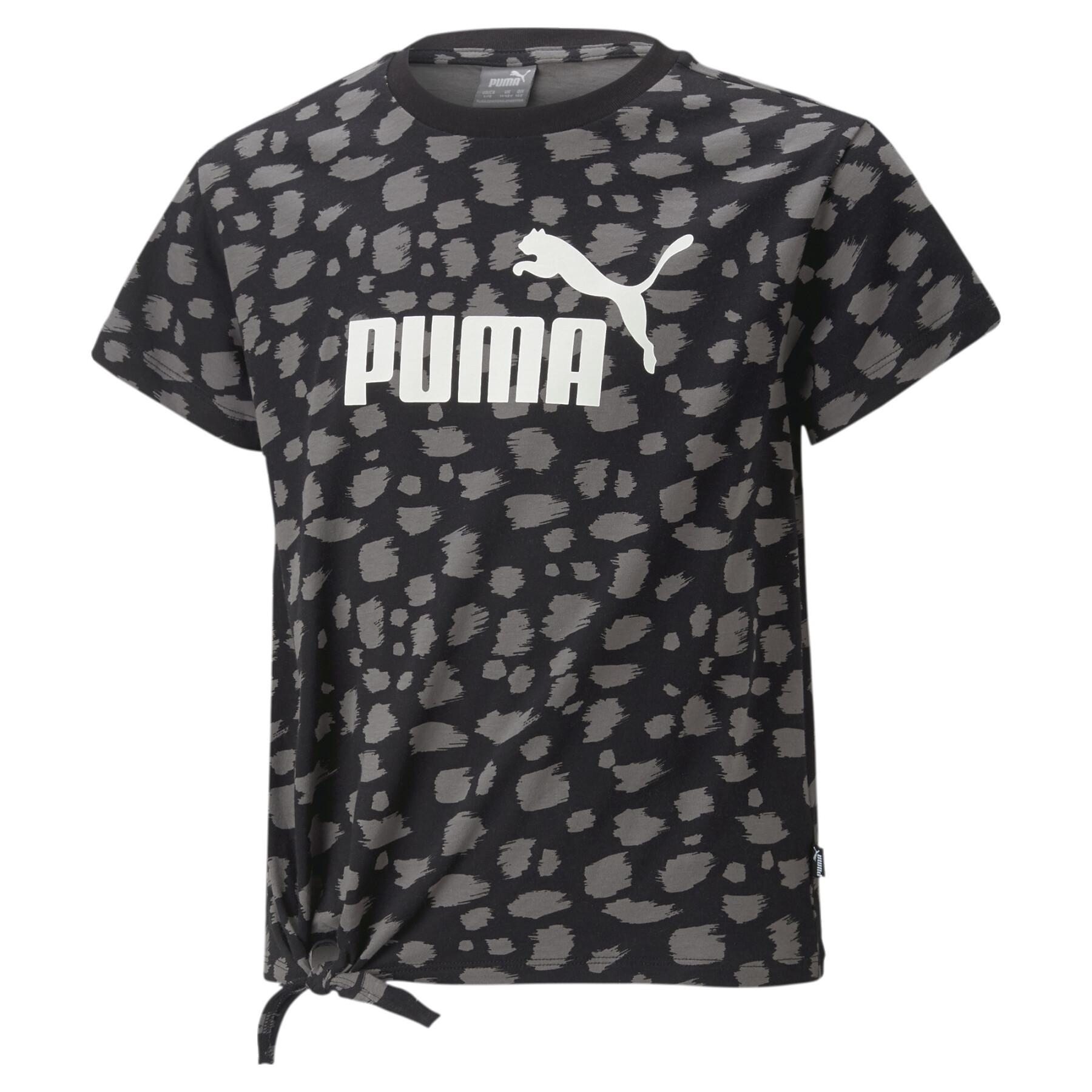 Maglietta bambina con stampa animalier annodata Puma ESS+ AOP
