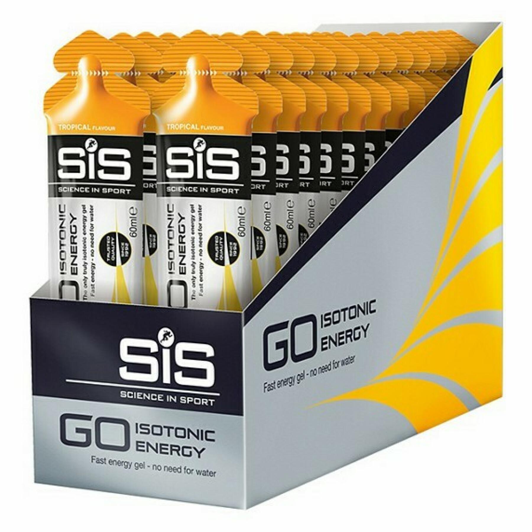 Confezione da 30 gel energetici Science in Sport Go Isotonic - Tropical - 60 ml