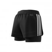 Pantaloncini da donna adidas Pacer 3 strisce Woven Two-in-One
